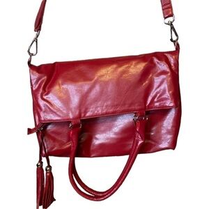 Alfred Sung Red Faux Leather Cross Body Bag Purse